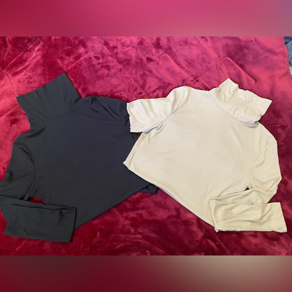 Urban Planet Black and Cream Long Sleeve Tops